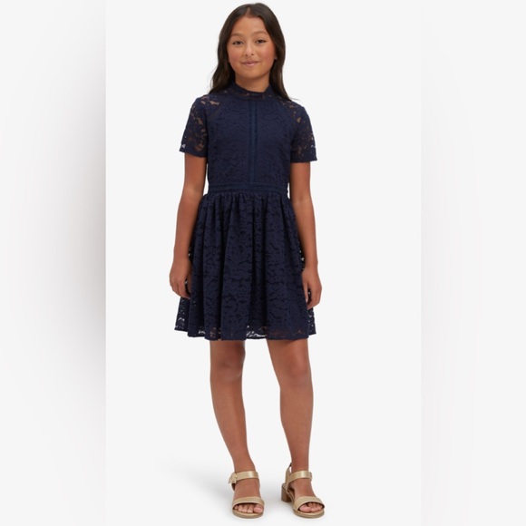BARDOT JUNIOR ! Girls Mila Mini Lace Dress In Navy (8) - Picture 2 of 8
